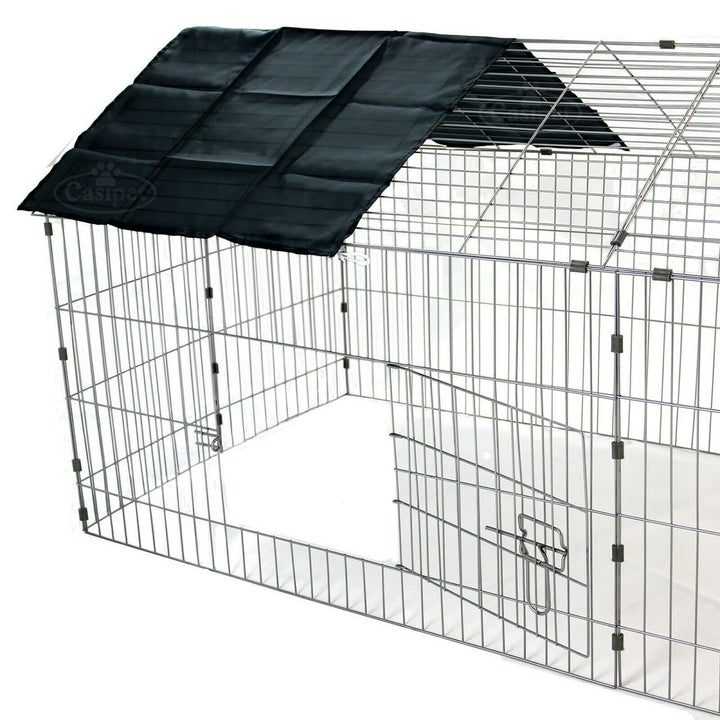 XXL Metal Run Rabbit Guinea Pig Chicken Duck Ferret Pet Enclosure Roof Hutch - Goxom