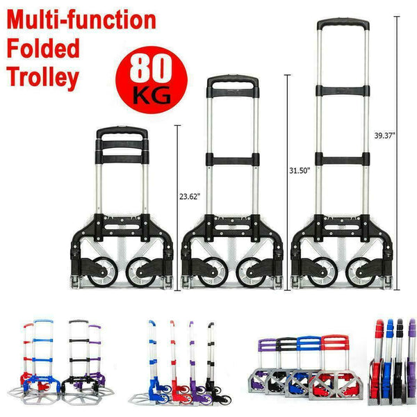 80KG Heavy Duty Foldable Hand Sack Truck Barrow Cart Trolley Cart Castor Wheels freeshipping - Goxom