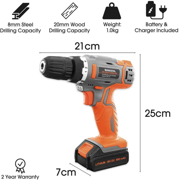 18V CORDLESS DRILL DRIVER SET LI-ION BATTERY ELECTRIC SCREWDRIVER COMBI freeshipping - Goxom