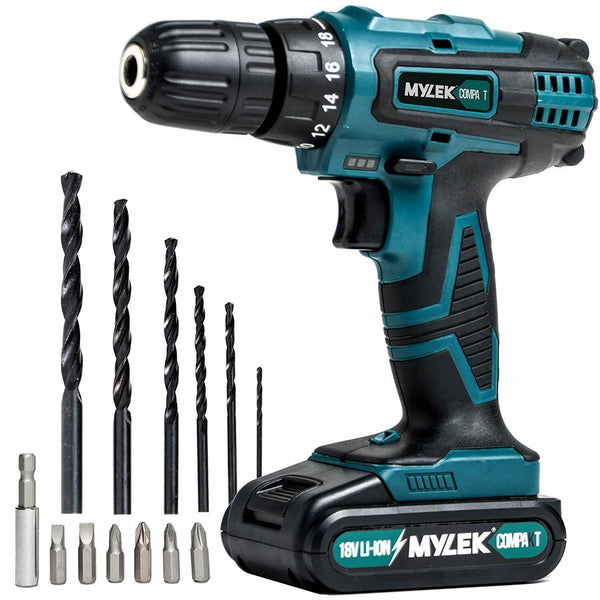 Mylek Cordless Drill 18V Driver Screwdriver DIY Kit Set Combi Lithium Ion freeshipping - Goxom