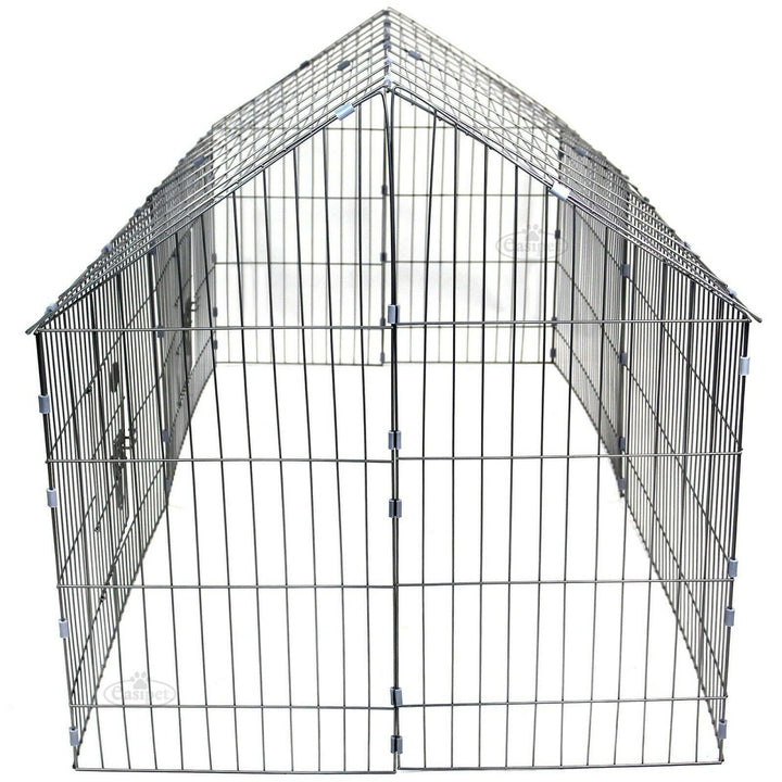 Metal Run Rabbit Guinea Pig Chicken Duck Ferret Dog Cat Pet Enclosure Roof Hutch - Goxom