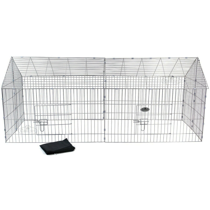 Metal Run Rabbit Guinea Pig Chicken Duck Ferret Dog Cat Pet Enclosure Roof Hutch - Goxom