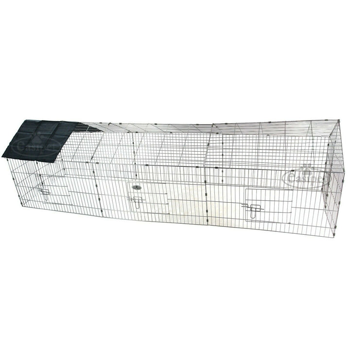 XXL Metal Run Rabbit Guinea Pig Chicken Duck Ferret Pet Enclosure Roof Hutch - Goxom