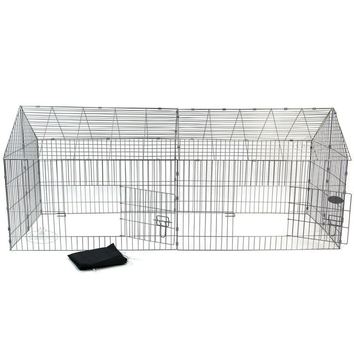 Metal Run Rabbit Guinea Pig Chicken Duck Ferret Dog Cat Pet Enclosure Roof Hutch - Goxom