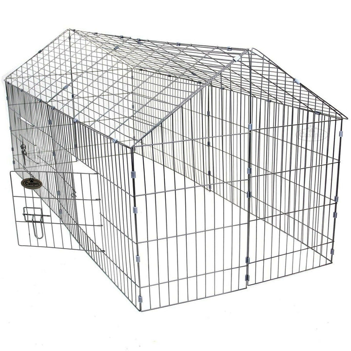 Metal Run Rabbit Guinea Pig Chicken Duck Ferret Dog Cat Pet Enclosure Roof Hutch - Goxom