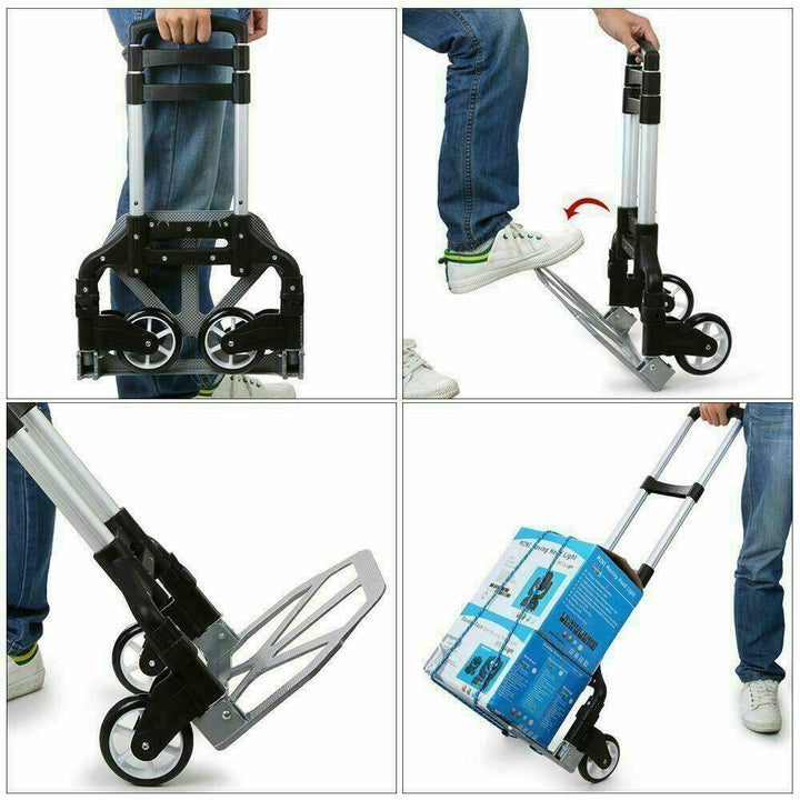 80KG Heavy Duty Foldable Hand Sack Truck Barrow Cart Trolley Cart Castor Wheels freeshipping - Goxom