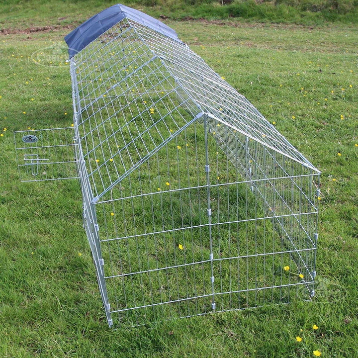 XXL Metal Run Rabbit Guinea Pig Chicken Duck Ferret Pet Enclosure Roof Hutch - Goxom