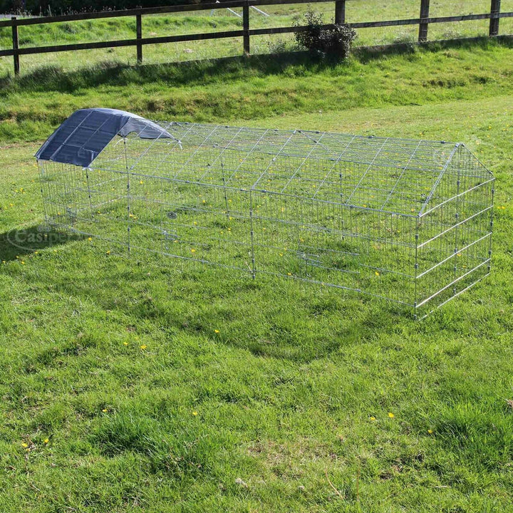 XXL Metal Run Rabbit Guinea Pig Chicken Duck Ferret Pet Enclosure Roof Hutch - Goxom