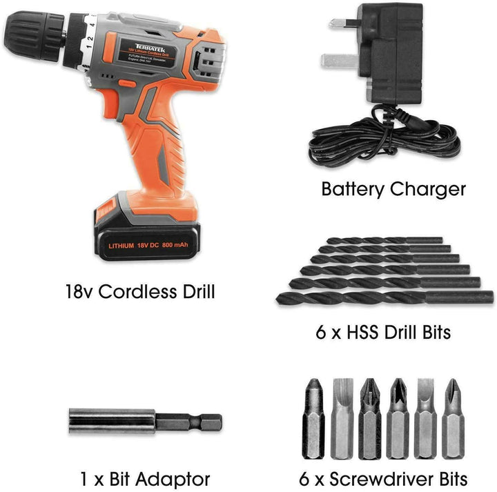 18V CORDLESS DRILL DRIVER SET LI-ION BATTERY ELECTRIC SCREWDRIVER COMBI freeshipping - Goxom